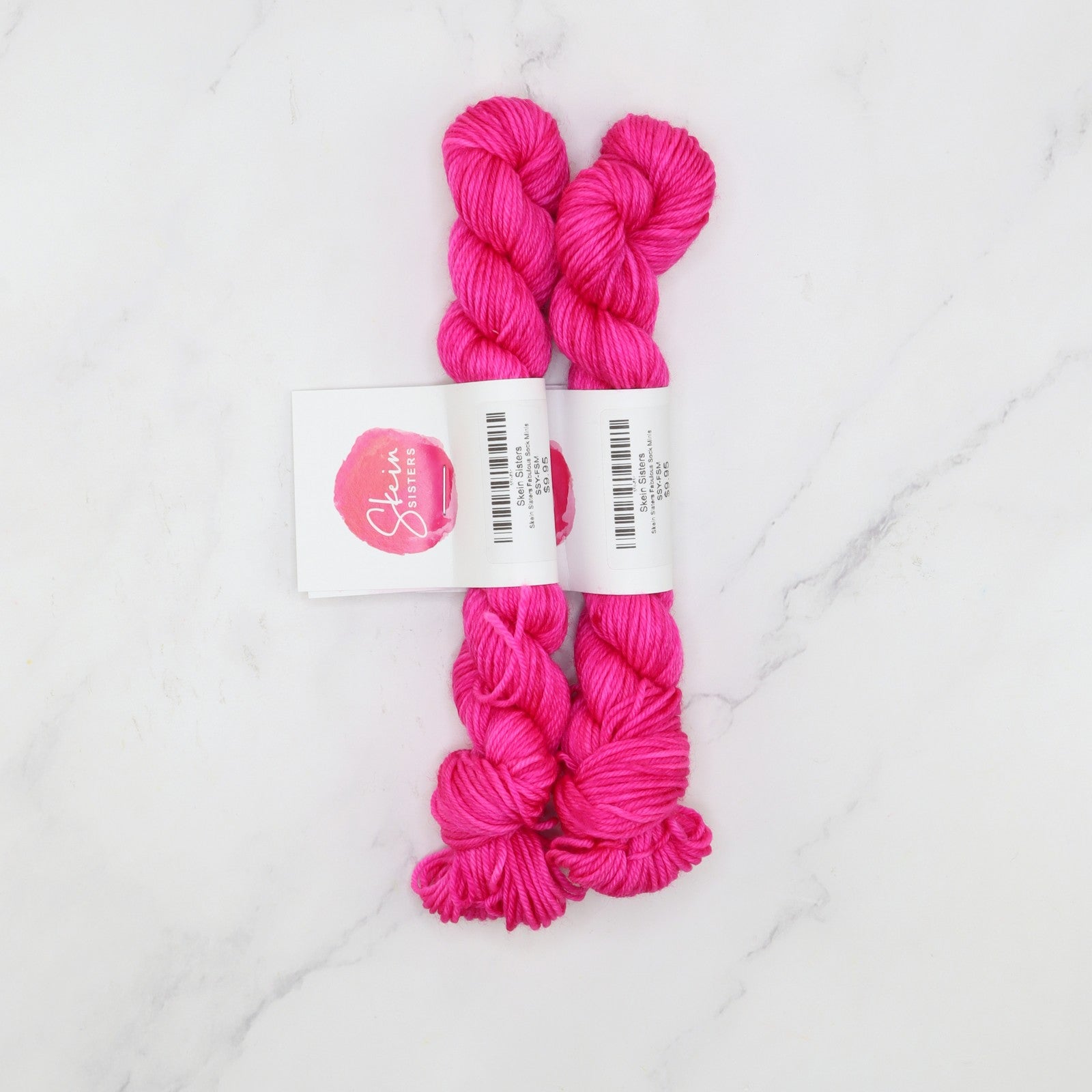 Skein Sisters Fabulous Sock Minis 20g/80m in colourway Neon Pink – 4ply weight merino, nylon yarn