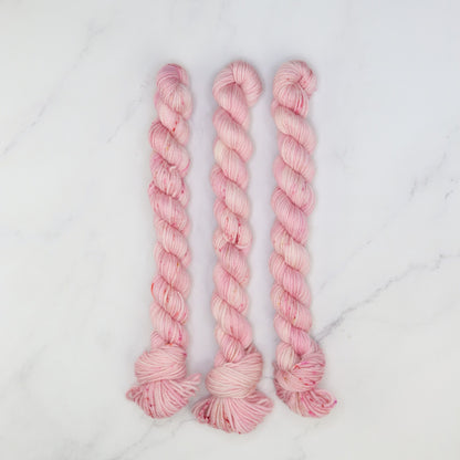 Skein Sisters Fabulous Sock Minis 20g/80m in colourway Raspberry Cream – 4ply weight merino, nylon yarn