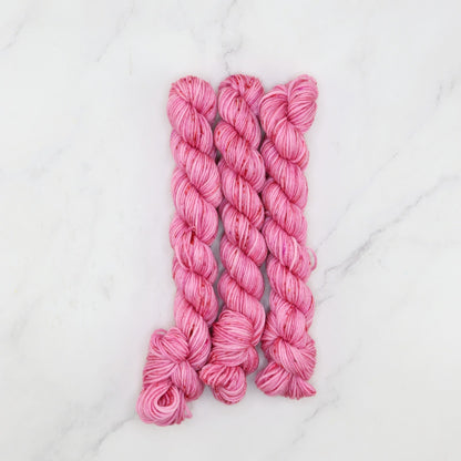 Skein Sisters Fabulous Sock Minis 20g/80m in colourway Raspberry – 4ply weight merino, nylon yarn