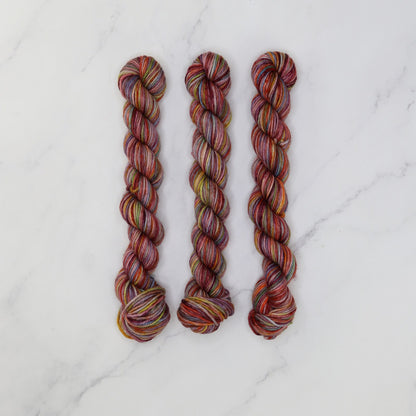 Skein Sisters Fabulous Sock Minis 20g/80m in colourway Stained Glass – 4ply weight merino, nylon yarn