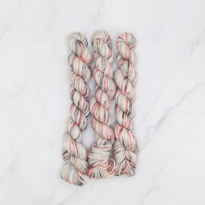 Skein Sisters Fabulous Sock Minis 20g/80m in colourway Tiger Moth – 4ply weight merino, nylon yarn