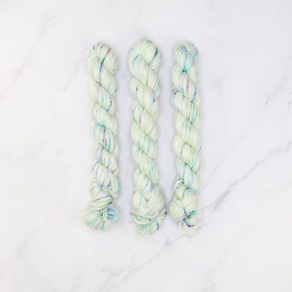 Skein Sisters Fabulous Sock Minis 20g/80m in colourway Waterlilies – 4ply weight merino, nylon yarn