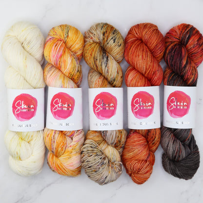 Glittering Snowscape Shawl kit in Fabulous Sock, colourway Summer Scorcher