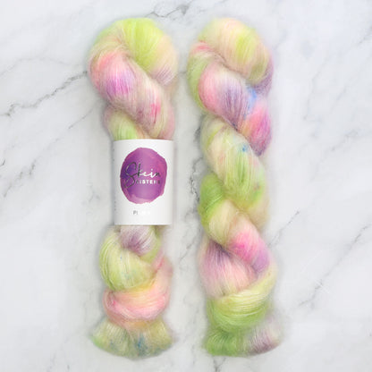 Skein Sisters Plume in colourway Far Far Away – 2ply weight mohair, silk yarn