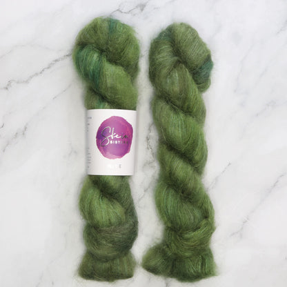 Skein Sisters Plume in colourway Medusa – 2ply weight mohair, silk yarn