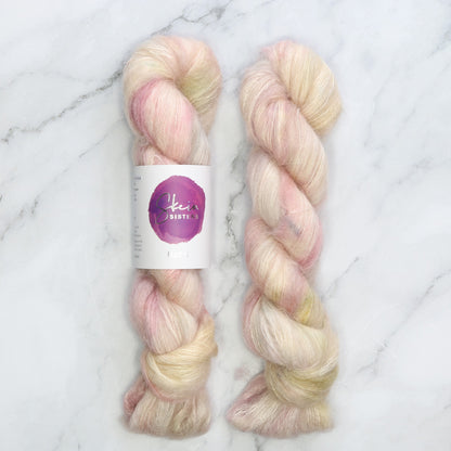 Skein Sisters Plume in colourway Romantic – 2ply weight mohair, silk yarn