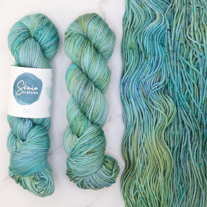 Skein Sisters Poet in colourway Leapfrog – 10ply weight merino, nylon, silk yarn