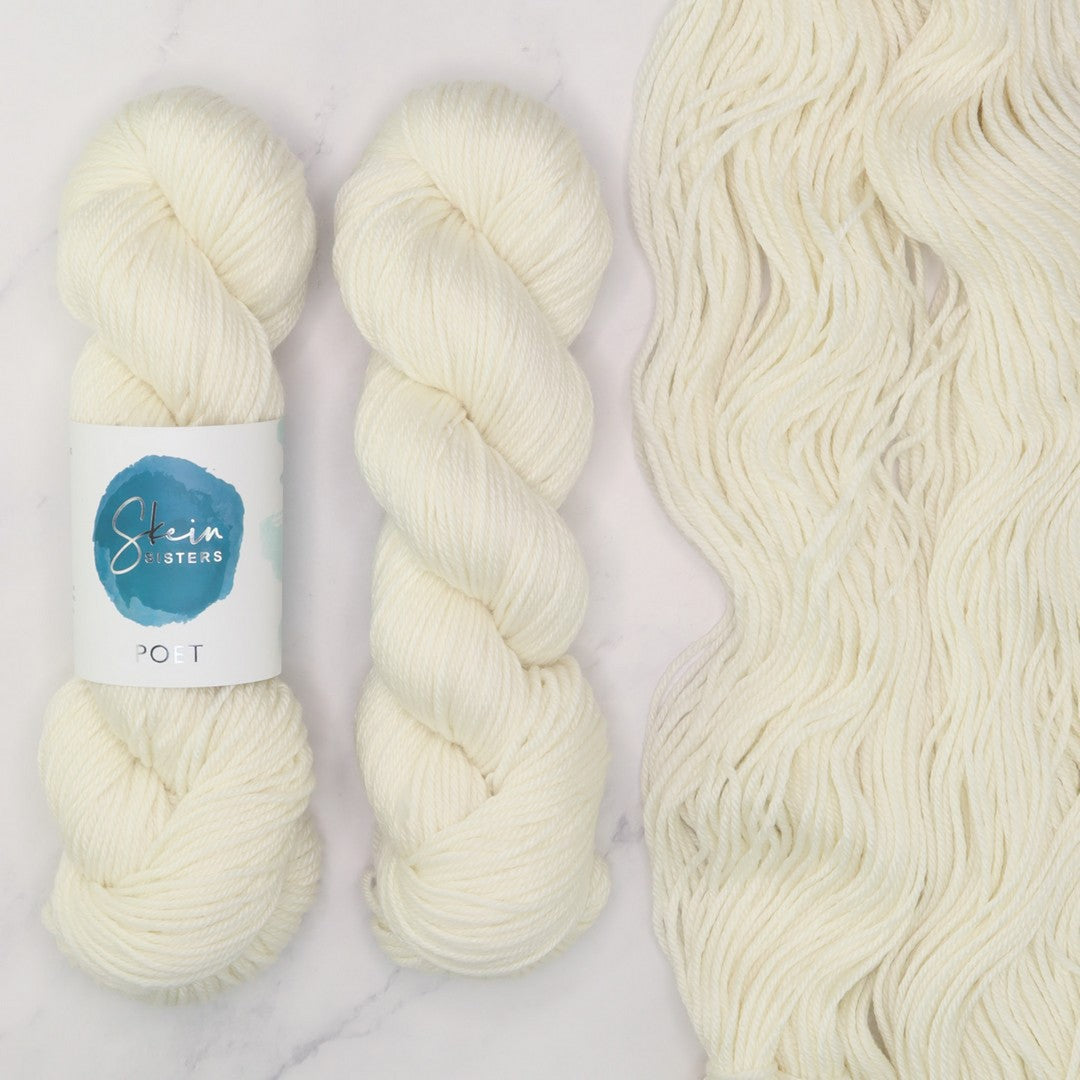 Skein Sisters Poet in colourway Lustre – 10ply weight merino, nylon, silk yarn