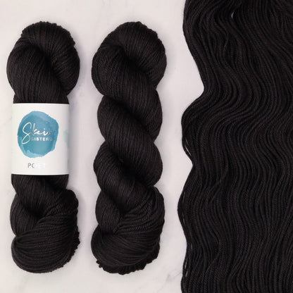 Poet Worsted – Two Skein Set in colourway Morticia – 10ply weight merino, nylon, silk yarn