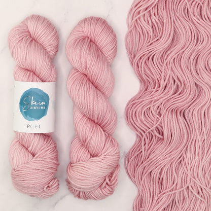 Skein Sisters Poet in colourway Rosy Tea – 10ply weight merino, nylon, silk yarn