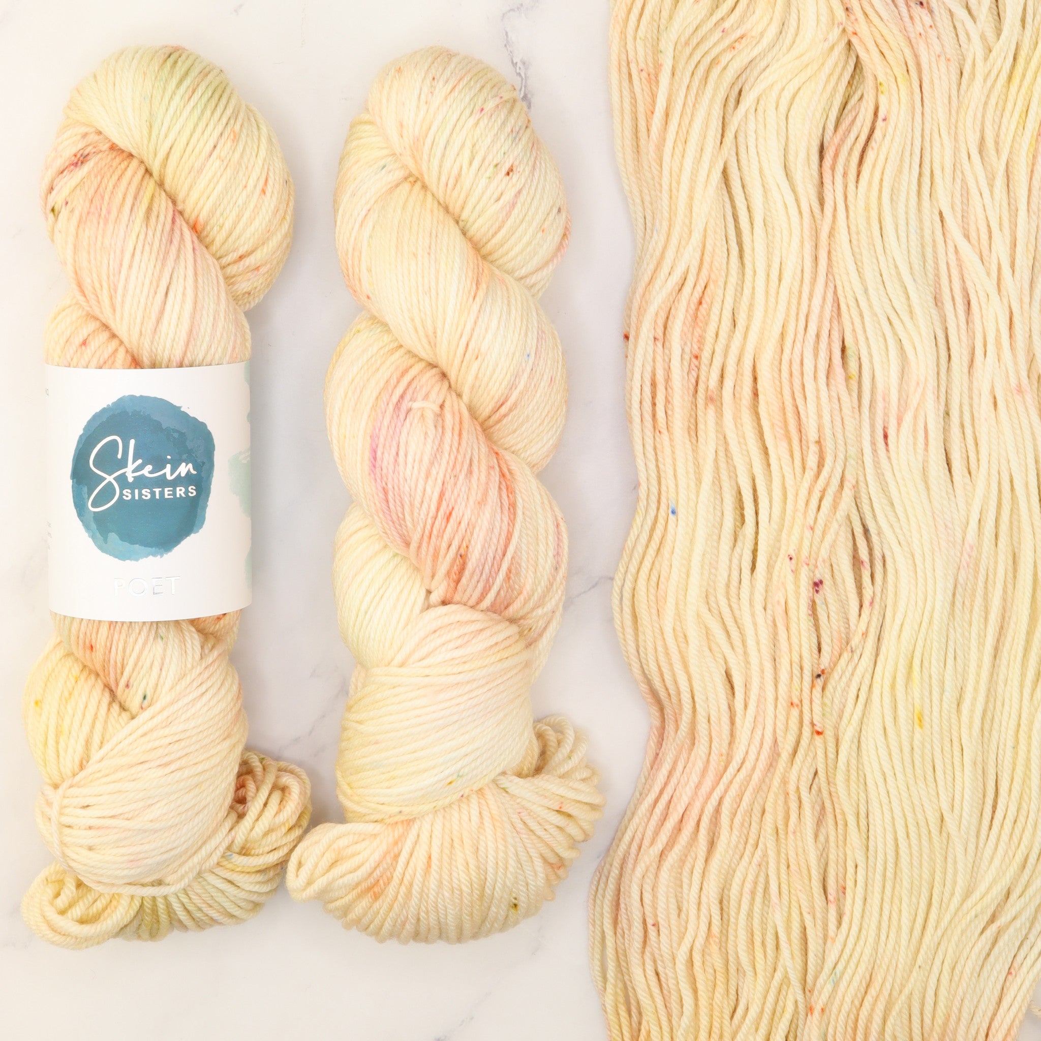Skein Sisters Poet in colourway Strawberry Moon – 10ply weight merino, nylon, silk yarn