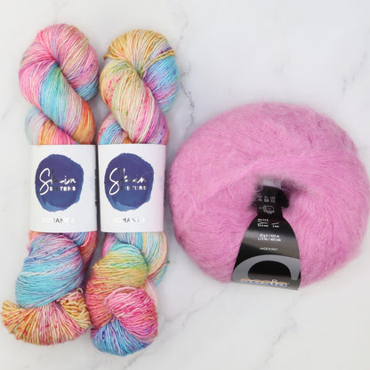 Ranunculus Sweater Yarn kit in Romance, colourway All Dolled Up