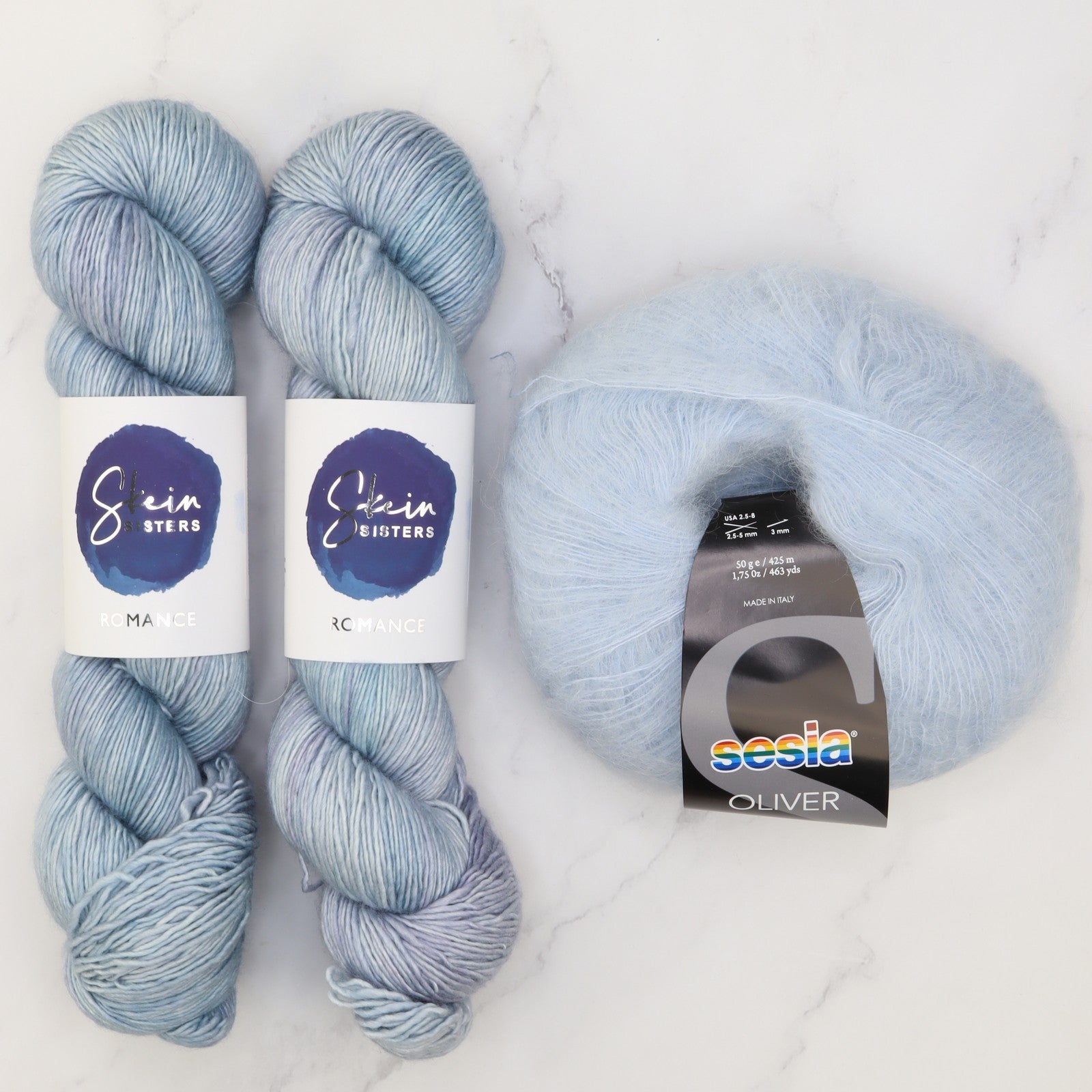 Ranunculus Sweater Yarn kit in Romance, colourway Antarctica