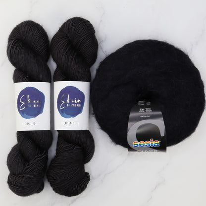 Ranunculus Sweater Yarn kit in Romance, colourway Morticia