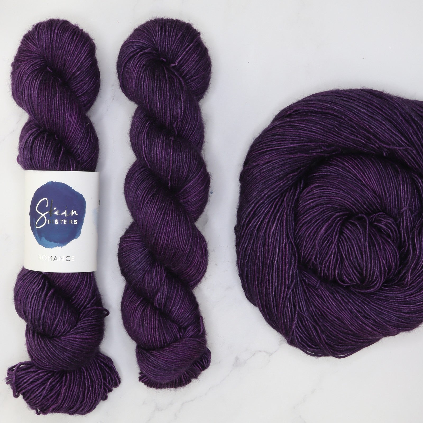 Skein Sisters Romance in colourway After Midnight – 4ply weight merino, silk yarn