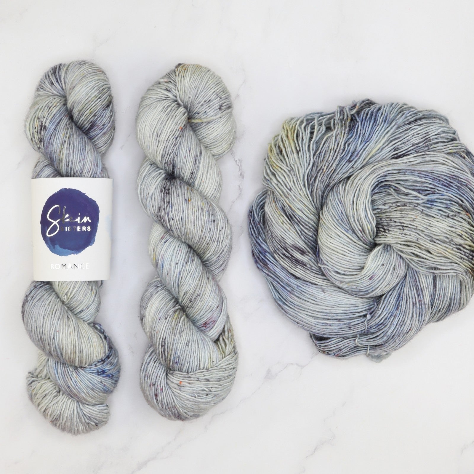 Skein Sisters Romance in colourway Blue Banded Bee – 4ply weight merino, silk yarn