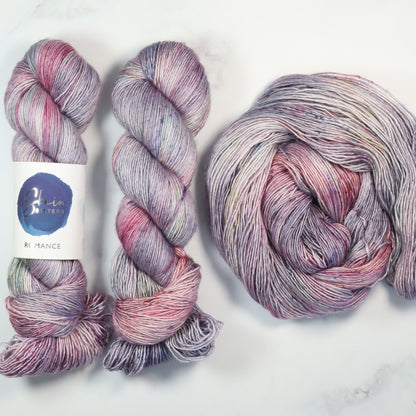 Skein Sisters Romance in colourway Cloud Cover – 4ply weight merino, silk yarn