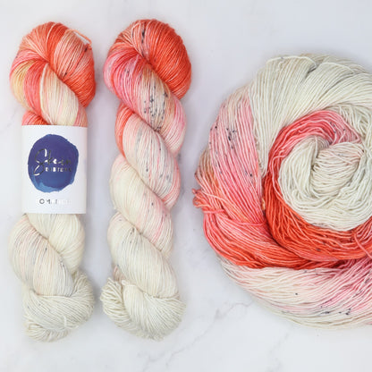 Skein Sisters Romance in colourway Flamboyance – 4ply weight merino, silk yarn