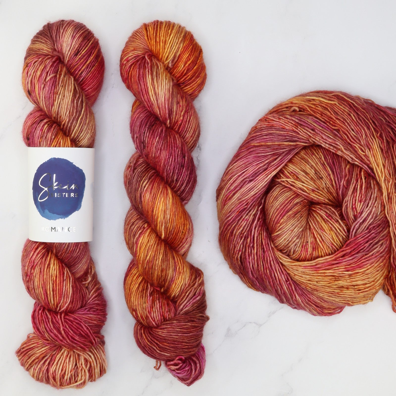 Skein Sisters Romance in colourway Golden Hour – 4ply weight merino, silk yarn