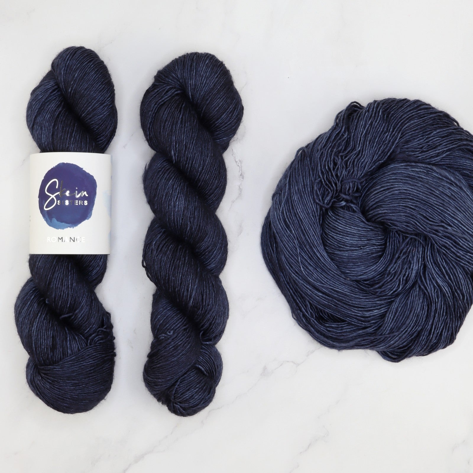 Skein Sisters Romance in colourway Hollow Sky – 4ply weight merino, silk yarn