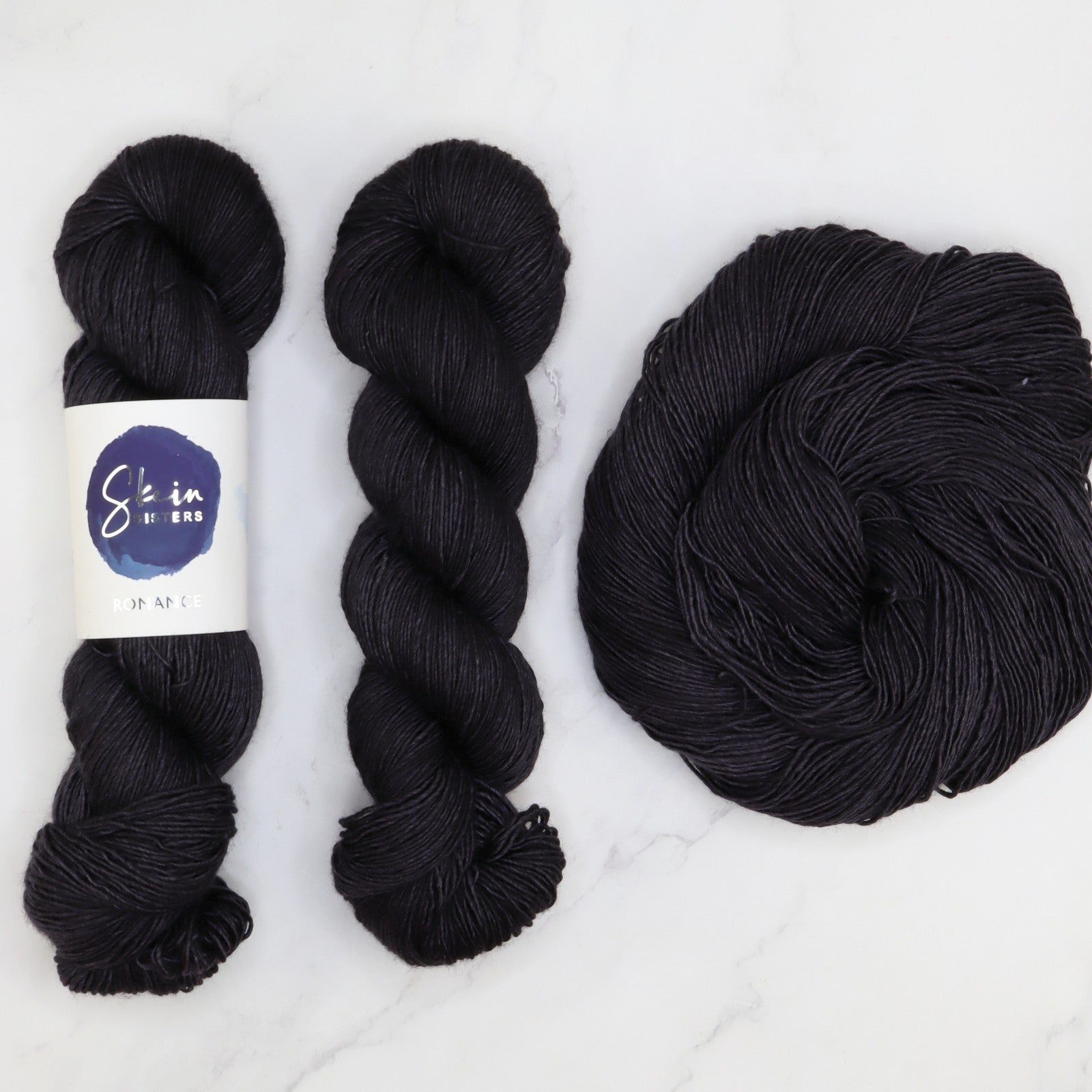 Skein Sisters Romance in colourway Morticia – 4ply weight merino, silk yarn