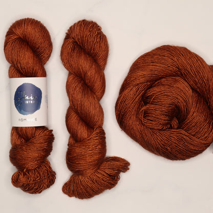 Skein Sisters Romance in colourway Red Kangaroo – 4ply weight merino, silk yarn