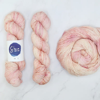 Skein Sisters Romance in colourway Sweet Peach – 4ply weight merino, silk yarn