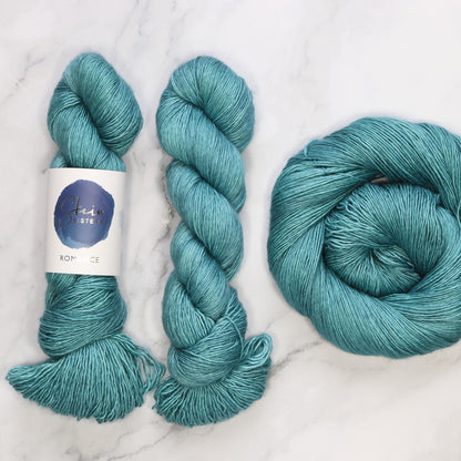 Skein Sisters Romance in colourway Waterglass – 4ply weight merino, silk yarn