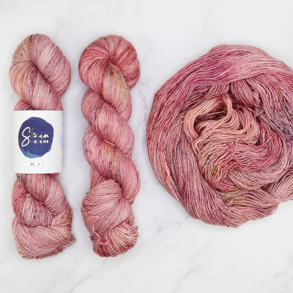 Skein Sisters Romance in colourway You Make Me Blush – 4ply weight merino, silk yarn
