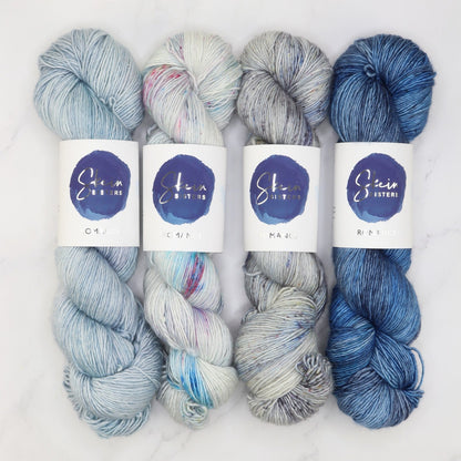 Westknits MKAL 2023 Geogradient Sets in Romance kit, colourway Antarctica