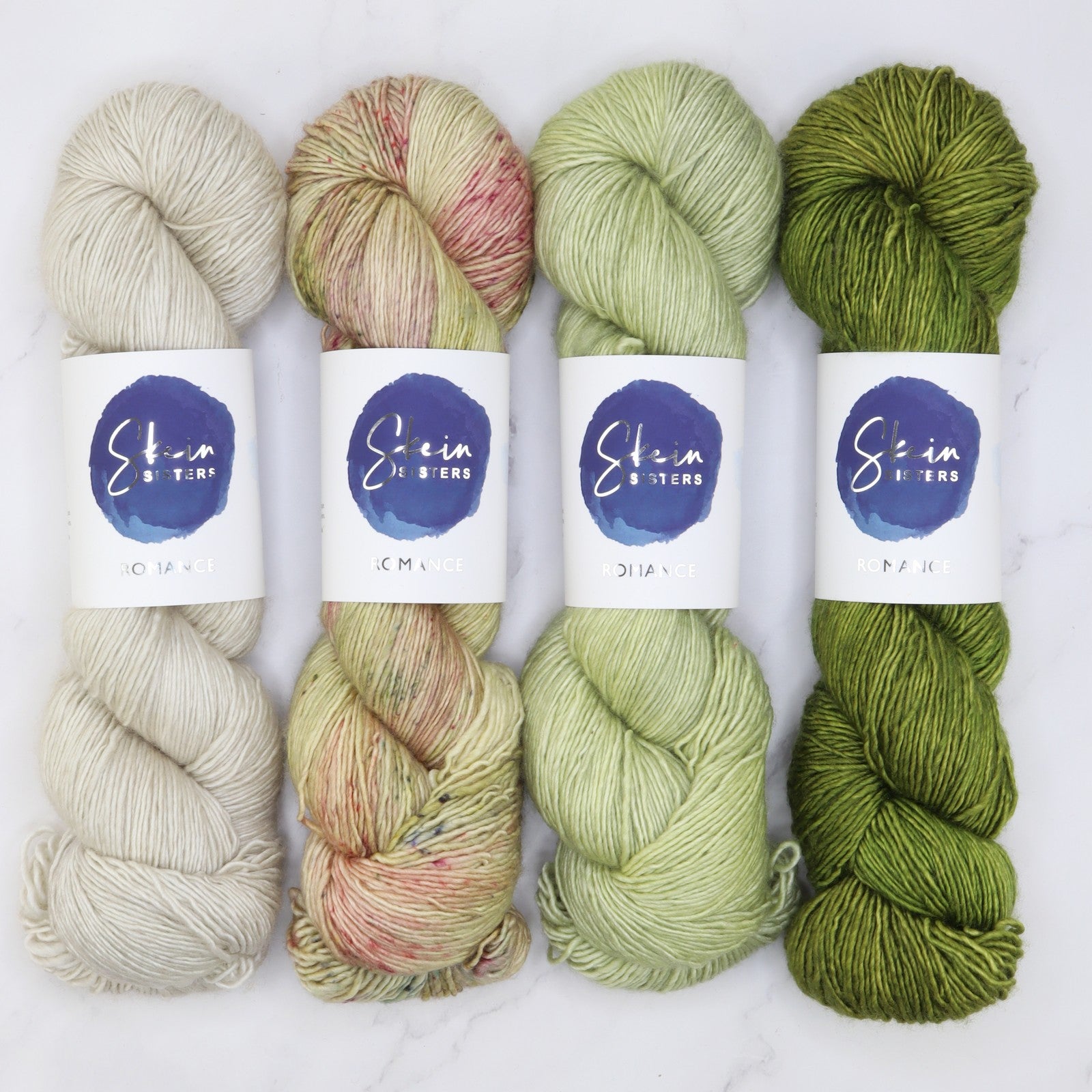 Romance Gradient Sets in colourway Cocoon – 4ply weight merino, silk yarn