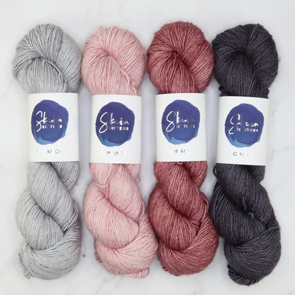 Romance Gradient Sets in colourway Galah – 4ply weight merino, silk yarn
