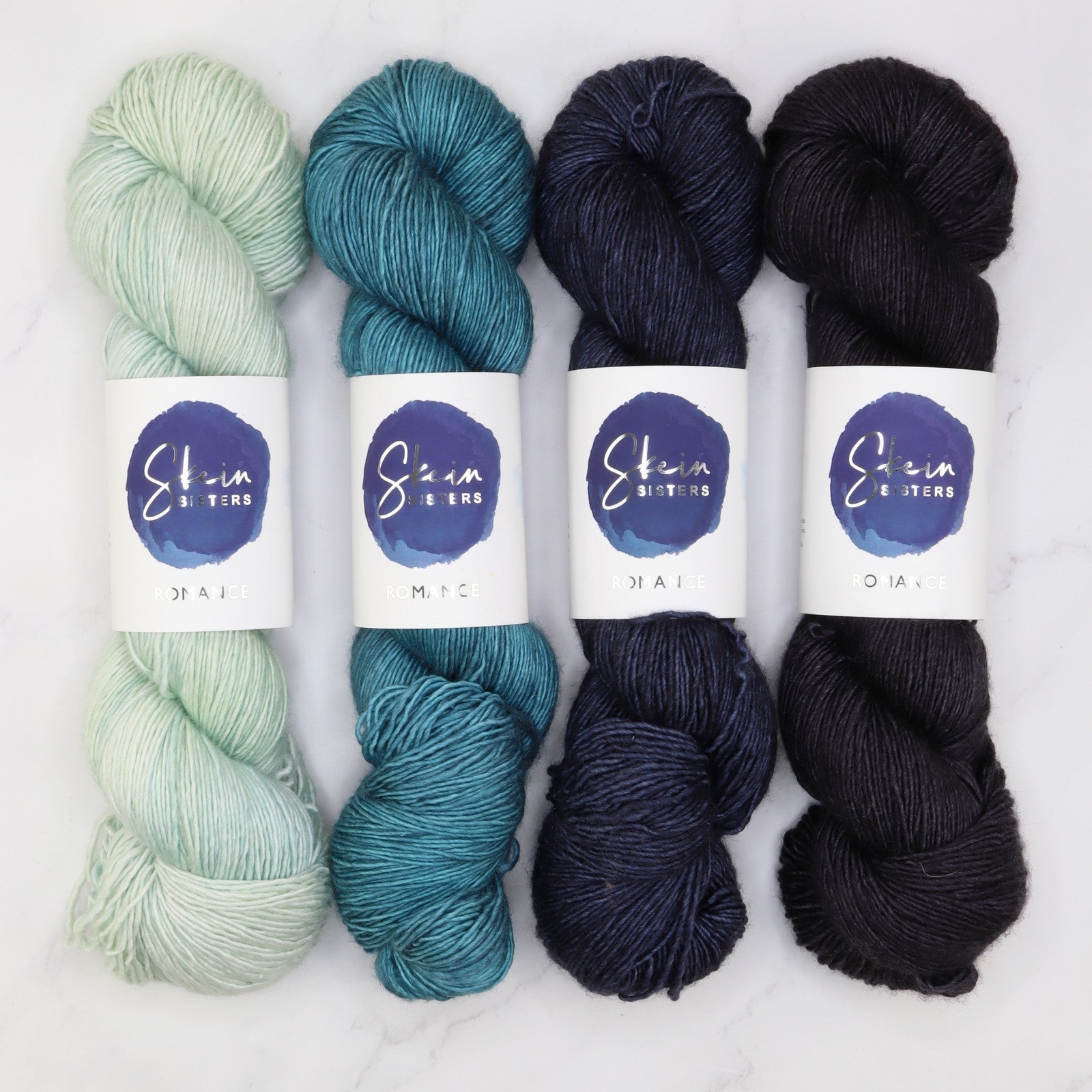 Westknits MKAL 2023 Geogradient Sets in Romance kit, colourway Hollow Sky
