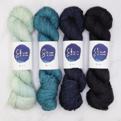 Westknits MKAL 2023 Geogradient Sets in Romance kit, colourway Hollow Sky