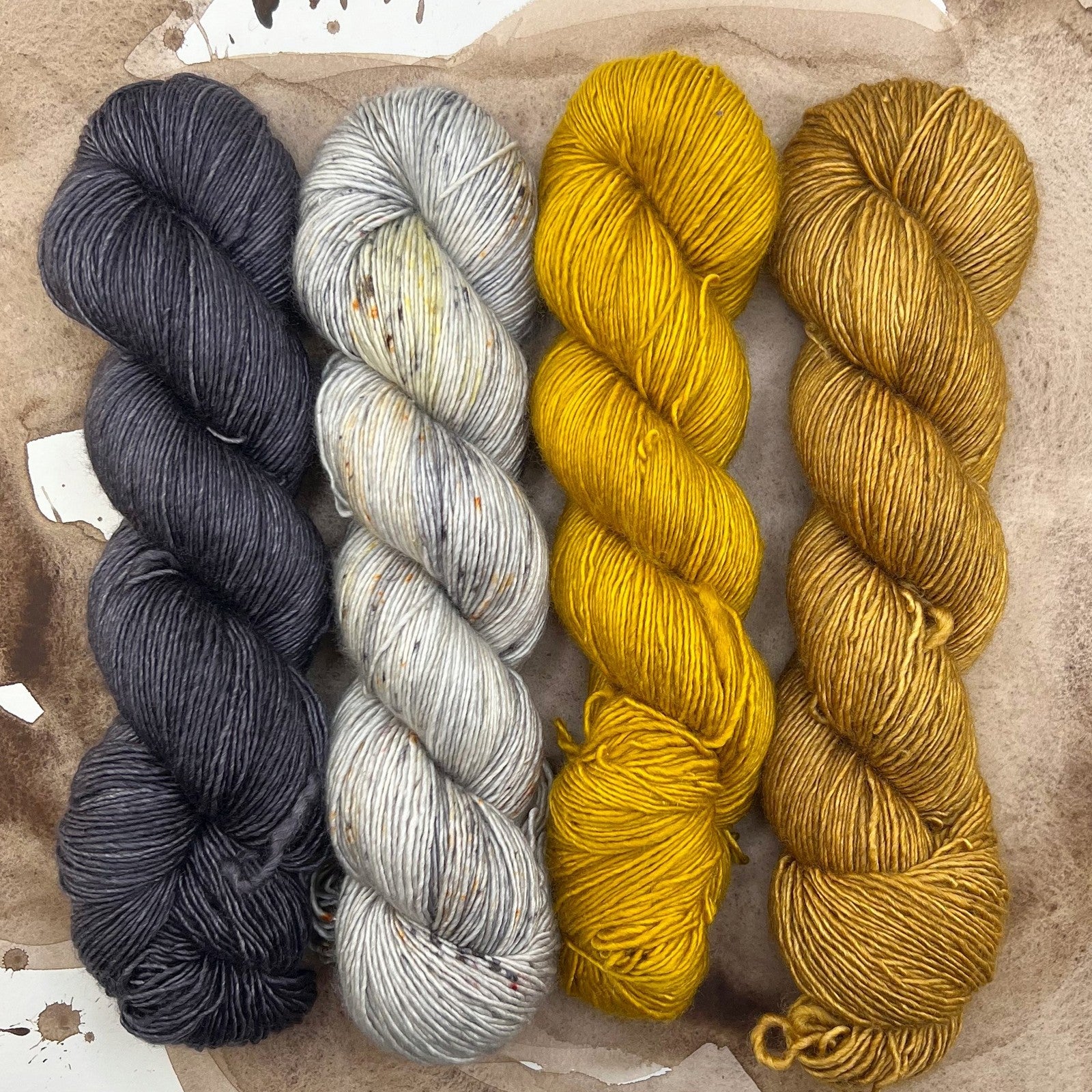 Romance Gradient Sets in colourway Gold Rush – 4ply weight merino, silk yarn