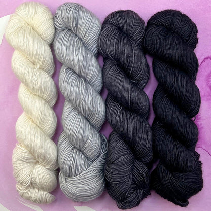 Romance Gradient Sets in colourway Nightfall – 4ply weight merino, silk yarn