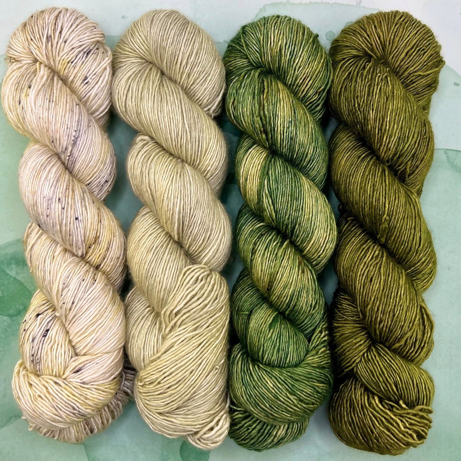 Romance Gradient Sets in colourway Tranquil Glade – 4ply weight merino, silk yarn