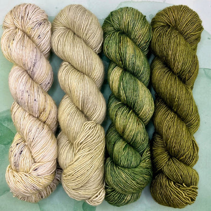 Romance Gradient Sets in colourway Tranquil Glade – 4ply weight merino, silk yarn