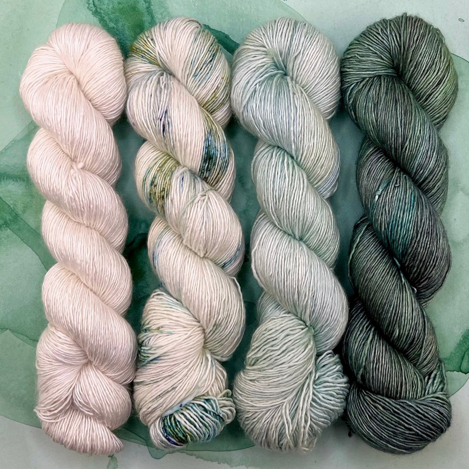Romance Gradient Sets in colourway Zen Garden – 4ply weight merino, silk yarn