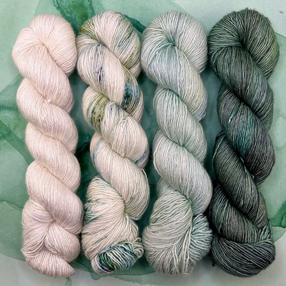 Romance Gradient Sets in colourway Zen Garden – 4ply weight merino, silk yarn