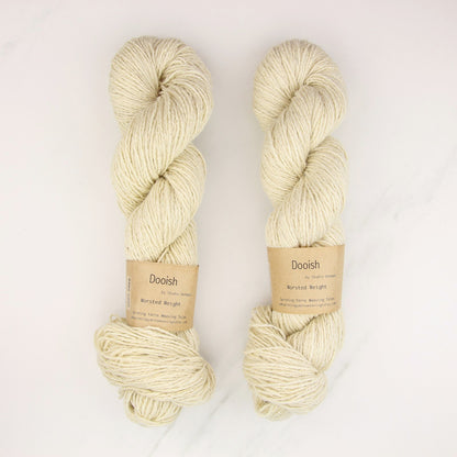 Spinning Yarns Weaving Tales Dooish in colourway Bog Cotton – 10ply weight wool yarn