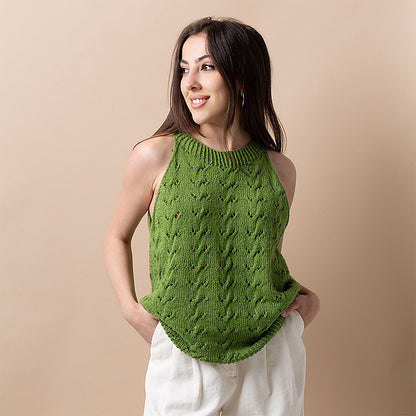 Summer Twist Top by Pascuali – the knitted top, worn