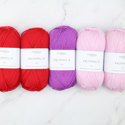 Westknits Twists & Turns kit in Peppin 4, colourway Peony Cherry