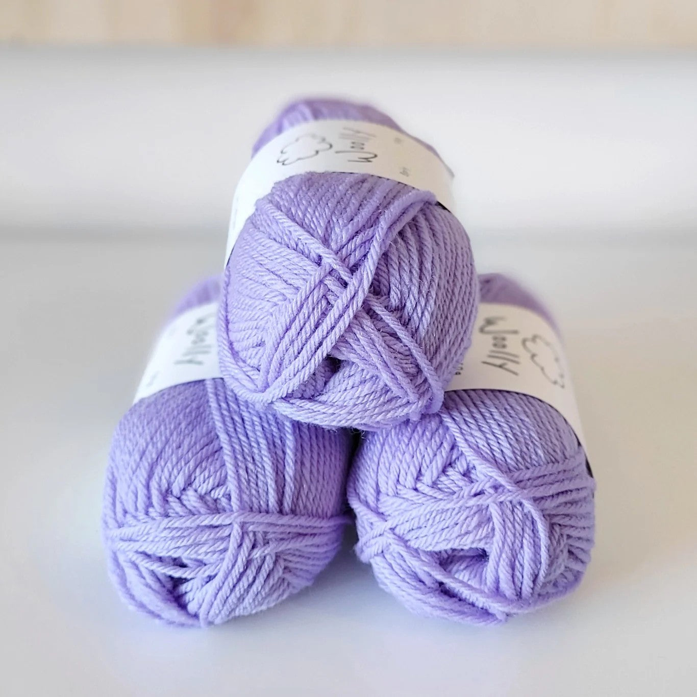Woolly Yarns Woolly 8ply in colourway Viola – 8ply weight wool yarn