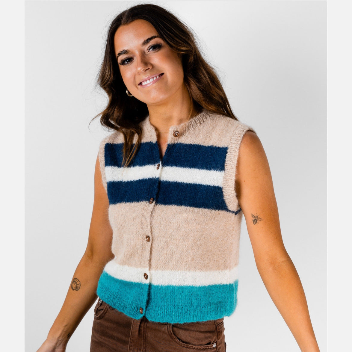 Indiecita Striped Vest Pattern 2129 by Alpaca Yarns NZ