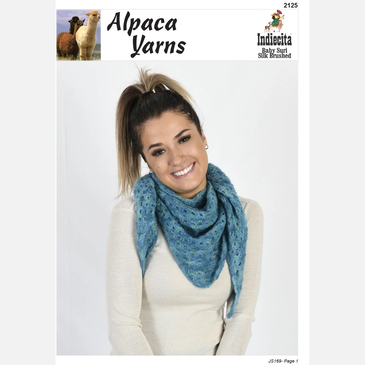 Suri Lacy Triangular Wrap Pattern 2125 by Alpaca Yarns NZ