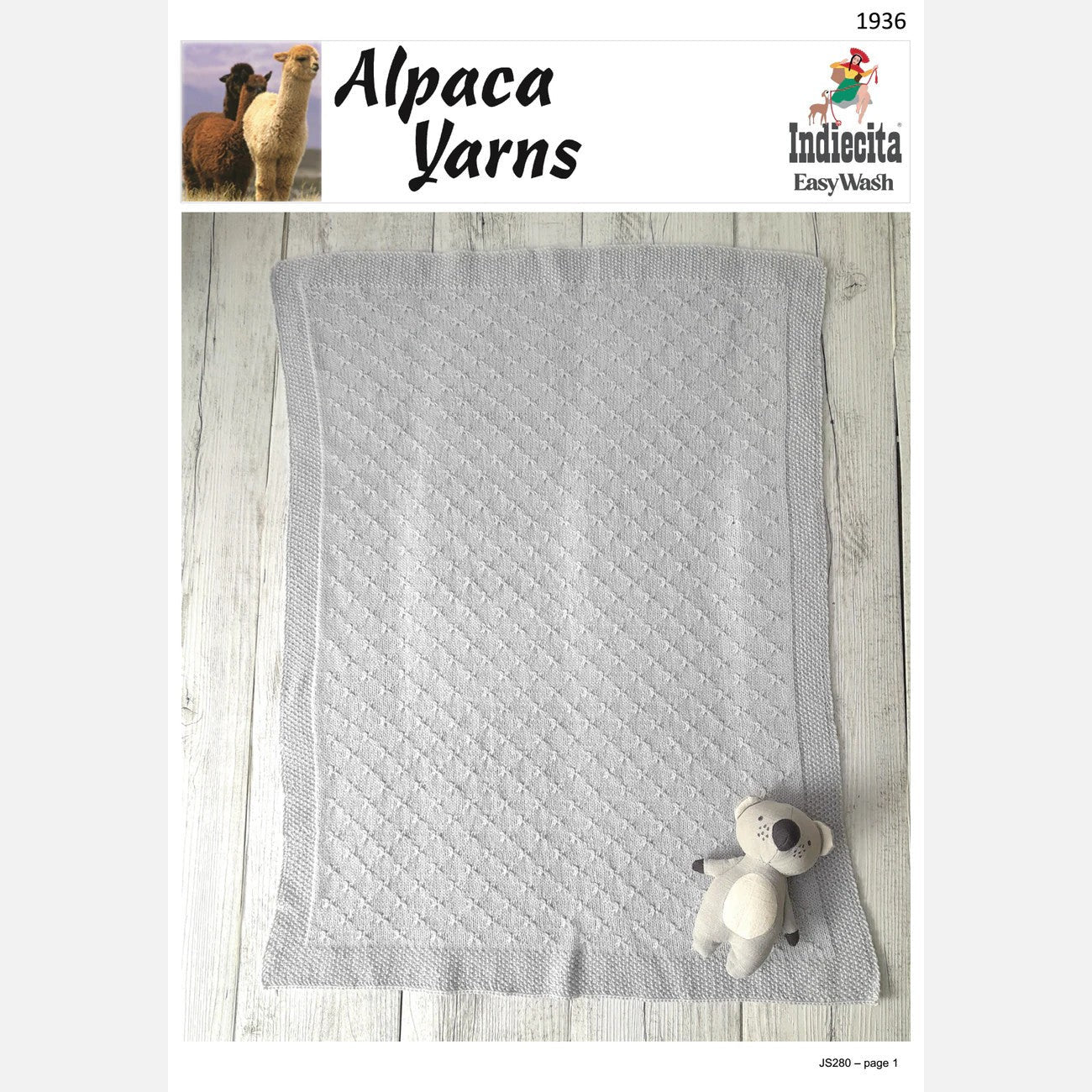 Textured Baby Blanket Pattern 1936 by Alpaca Yarns NZ
